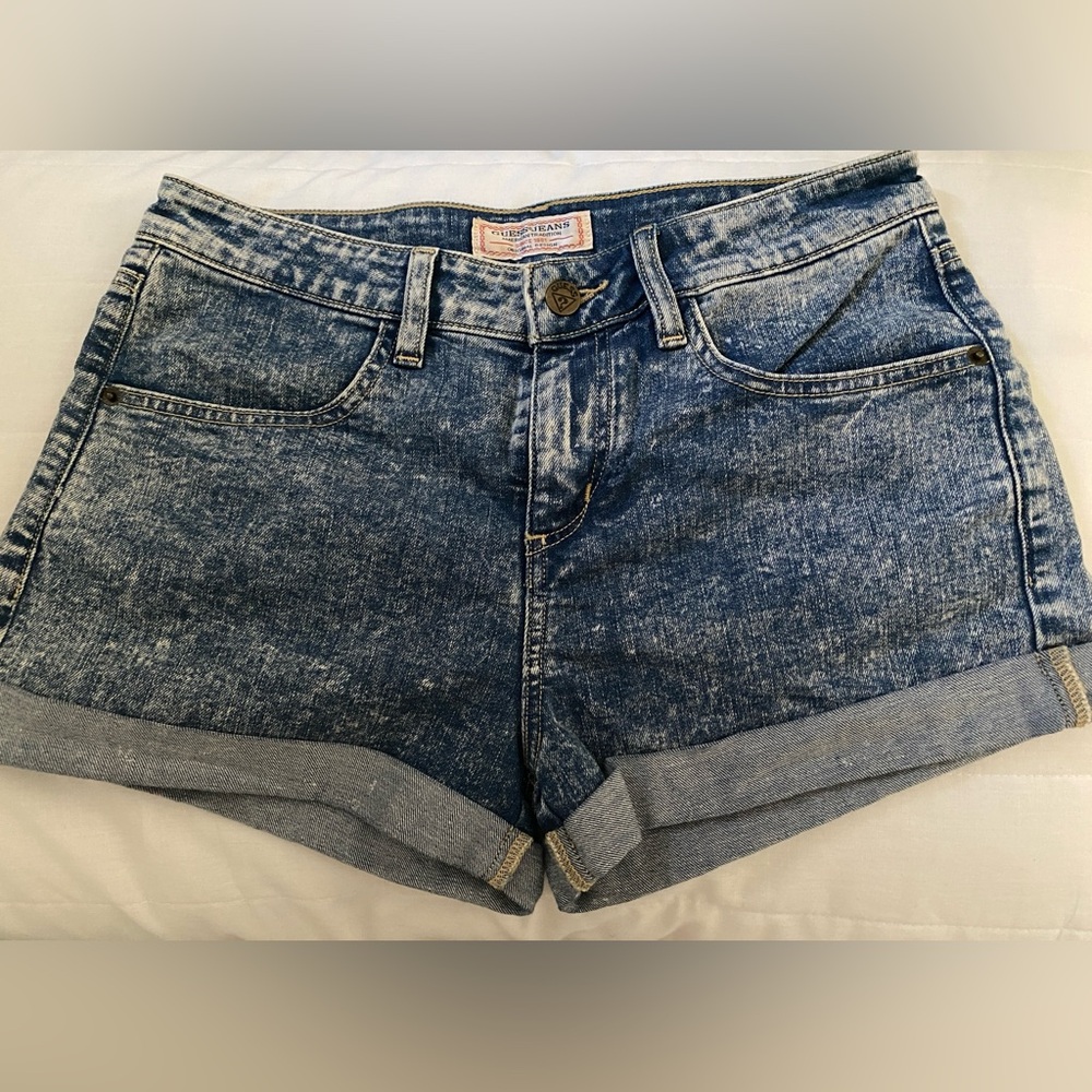 GUESS Marciano Denim Jean Jort Shorts In Acid Indigo Wash Size 28 GUC to VGUC